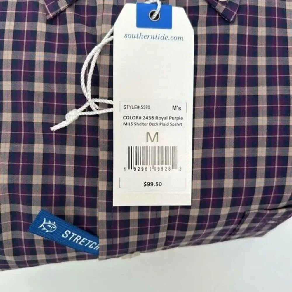 SOUTHERN TIDE NWT Shelter‎ Deck Purple Plaid Stretch Classic Fit Shirt Medium